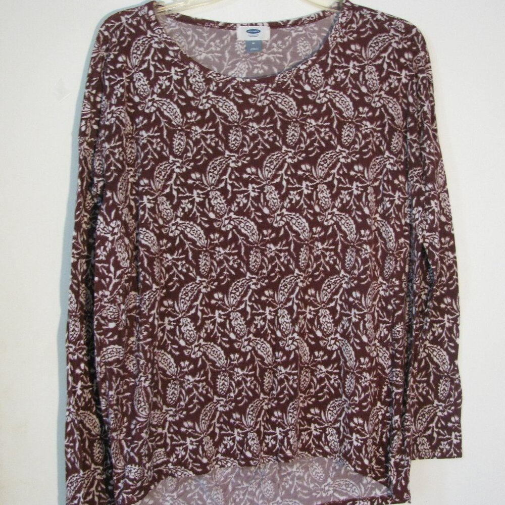 * Old Navy Floral Top Medium Reddish Purple Long Sleeve